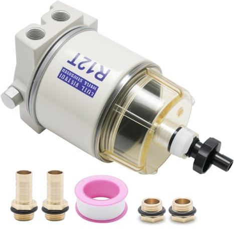 Ollanoos Filtro carburante, barca 30 GPH 10 micron R12T barca Marine Rotation filtro carburante separatore acqua, adatto per motoscafo petroliera e navi navali