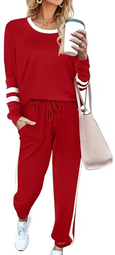 Desol Damen Trainingsanzug Jogginganzug Zweiteiler - Rundhals Langarm Oberteil Jogginghose Damen Winter Herbst Outfit, Trainings & Lounge-Set für Sport, Haus & Freizeit