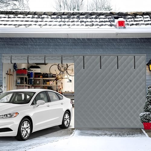 Generisch Wärmeschutzvorhang Garage Thermo Türvorhang Kälteschutz Garagentor Isoliervorhang Magnetischer Thermovorhang Thermisch Isolierter Türvorhang Für Balkon Außen Küche(Grau,260x210cm)
