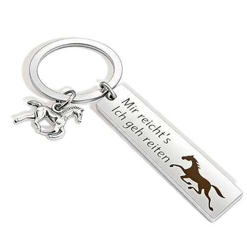 Satiskid 1 Stück Pferde Schlüsselanhänger Edelstahl Anhänger, Pferdeliebhaber Geschenk für Mädchen und Frauen, Reitturnier Motivationsgeschenk, Täglich Tragebarer Glücksbringer für Reiterinnen