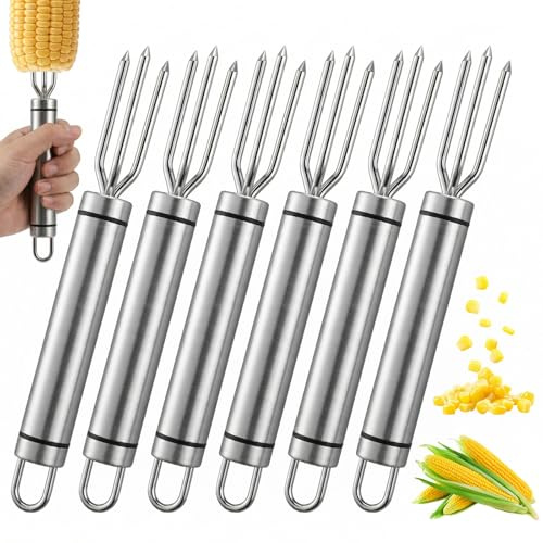 6 Pcs Corn On The Cob Holders, Reusable Corn on The Cob Skewers, Stainless Steel Sweetcorn Holders for Daily Meals, Barbecues,Home Cooking and Picnics Outdoor Party Camping, Tough and Durable