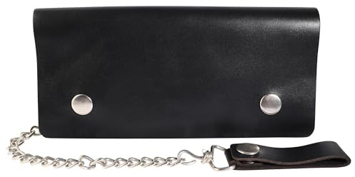 LEONARDO VERRELLI Geldbörse für Unisex aus Leder in Schwarz, Geldbeutel mit Druckknopf in 9 x 19,5 x 2 cm