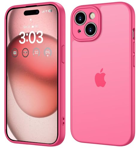 ORDA für iPhone 15 Plus Hülle, Leuchtend Rosa | Matt Handyhülle, Kratzfest Transluzente Rückseite Schutzhülle, Anti-Fingerabdruck Case
