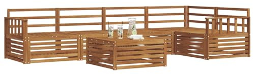 vidaXL Outdoor-Sofagarnitur 6 pcs Natur Massivholz Akazie, Gartenmöbel, modernes Sofaset, Robustes Lounge-Set, gemütlicher Terrasse-Bereich zum Entspannen