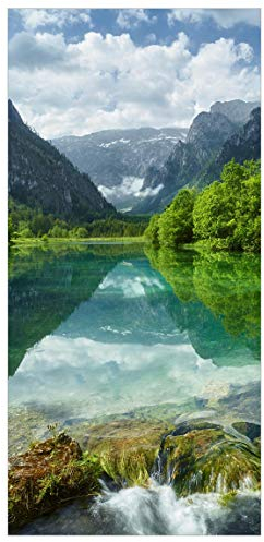 Bilderwelten Raumteiler Bergsee mit Spiegelung 250x120cm inkl. transparenter Halterung
