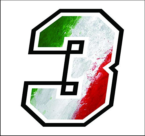 Adesivo NUMERO GARA- misura 12 cm -Gara Cross PistaAuto Moto Stickers (3, Bandiera Italiana)