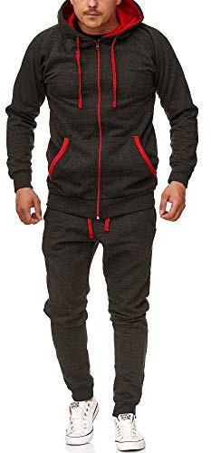 Violento Jogginganzug Herren Baumwolle 2 Teilig Trainingsanzug mit Innenfleece Uni Colour Sportanzug Fitness Freizeit Homewear Präsentationsanzug Jogger Set Weich Bequem Atmungsaktiv Sport Outfit