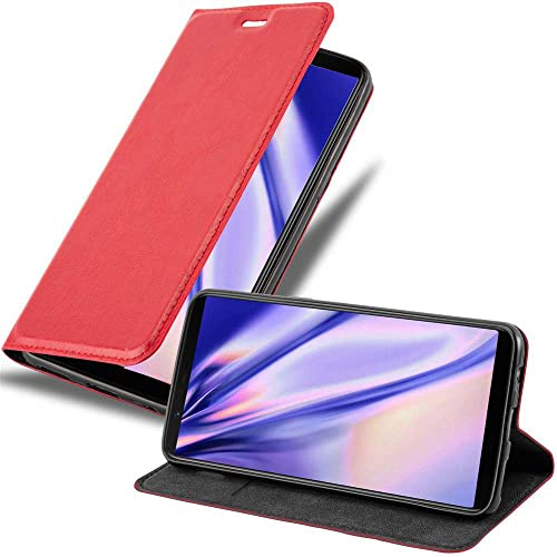 Cadorabo Hülle kompatibel mit OnePlus 5T aus Premium Kunst Leder Flip Klappbare Stoßfeste Magnetische [Standfunktion] [Kartenfächern] Cover Hülle für OnePlus 5T Tasche in Rot