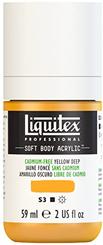 Liquitex 1959891 Professional Acrylic Paint Soft Body - Artist Paint in Creamy Opaque Consistency, High Pigmentation, Lightfast and Ageing Resistant, 59 ml Bottle - Cadmium-Free Yellow Dark