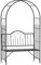 Outsunny Garden Metal Arch Bench Outdoor Patio Rose Trellis Arbour Pergola for Climbing Plant Antique Style 2-Seater Chair, Black