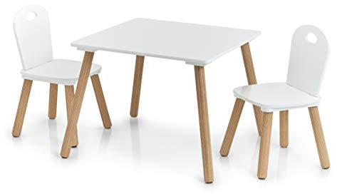 Zeller Kinder-Sitzgarnitur Scandi, 3-TLG, Holz, Tisch: 55x55x43,5 cm Stuhl: 28x28x50 cm 13501