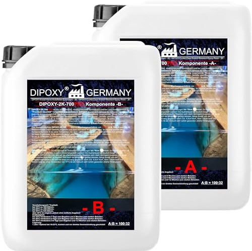 1,32kg DIPOXY-2K-700PRO Epoxidharz 2K bis 10cm! Harz mit Härter EP Laminierharz in Profi Qualität Glasklar und geruchsarm Gießharz Epoxy UV Stab. für Holz Tisch Boden Aquarium Terra Formenbau GFK
