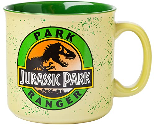 Silver Buffalo JP1403E1 Jurassic Park Ranger Ceramic Camper Mugs, 20-Ounce, Green