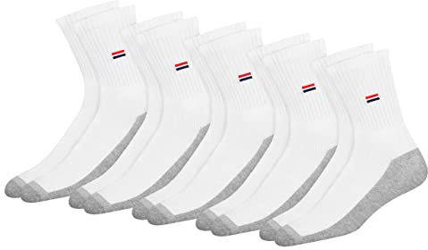NAVYSPORT 5 Paar Herrern Socken Damen Sportsocken Tennissocken Baumwollsocken (Weiß, 5 Paar, EU 43-46)