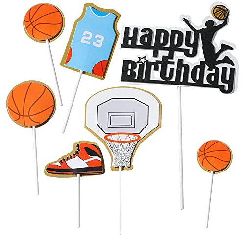 Fyfjur Tortendeko geburtstag, Tortentopper, Kuchendeko, Fußball Topper, Kuchenstecker, Basketball Topper, Party Kindergeburtstag | Happy Birthday zum Geburtstag Cake Topper Geburtstag Party