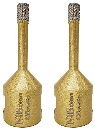 NBB vacuum brazed diamond hole saw with M14, Classic Golden type, diamond drill bit for dry or wet drilling professionally on hard porcelain, ceramic, tile, granite, marble, for angle grinder (2, 6mm)