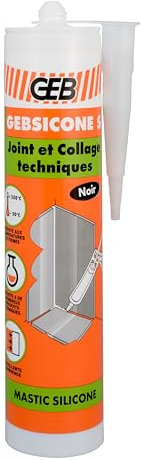 GEB GEBSICONE S sigillante siliconico acetico ad alta elasticità per sigillatura, calafataggio e incollaggio tecnico. Alta resistenza e alta adesione, 310 ml, nero