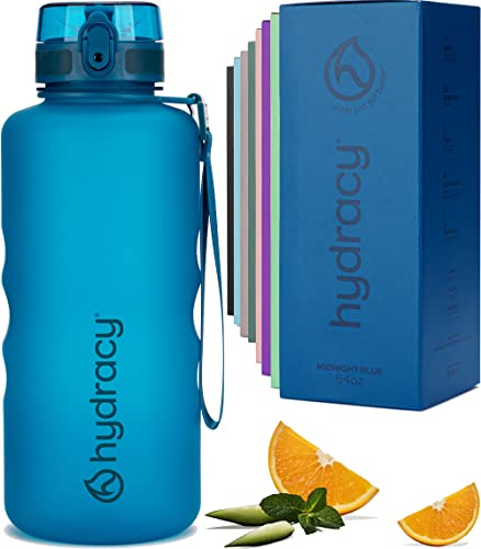 Hydracy Gourde d'Eau 2L sans BPA, Bouteille avec Marqueur de Temps, Infuseur et Verrouillage Sécurisé - Housse en Néoprène, Étanche, Anti-Fuite, Réutilisable, Légère - Idéal pour Sport, École, Travail