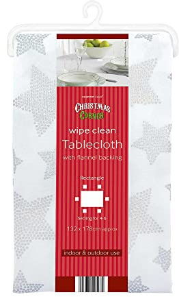 COUNTRY CLUB Festive Design Wipe Clean PVC Tablecloth - Christmas Tablecloth - Make Your Home Festive This Year (Stars)