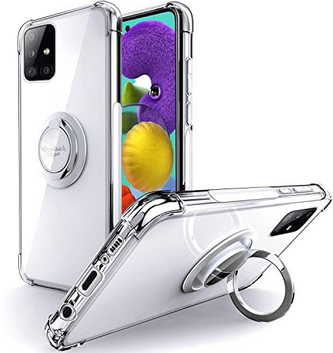 Silverback für Samsung Galaxy A51 4G Hülle, Handyhülle Samsung A51 mit 360° Ring Halter Schutzhülle TPU Cover Stoßfester Stoßfänger Weiche Dünn für Samsung Galaxy A51 4G Case - Transparent