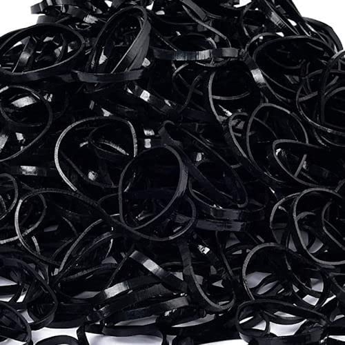 DITZY DOLL BLACK ELASTIC BANDS - 1000 Pack Pack Mini Rubber Hair Soft Braiding Kids Children Adults Salon Dreadlocks Wedding Hairstyle