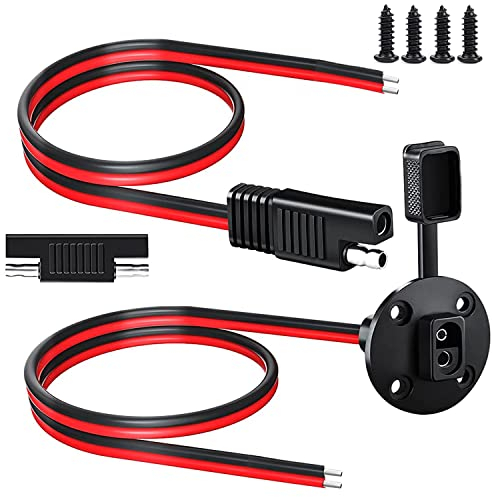 RUNCCI-YUN 2 Stück 12V-24V SAE-Kabel, SAE-Steckdosen-Seitenwandanschluss,SAE-Schnellanschluss-Solarpanel-Unterputzanschluss, 16AWG-SAE Power Verlängerungskabel für Motorräder, Autos