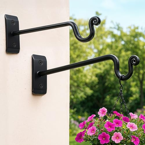 IDZO Heavy Duty Plant Hangers Outdoor, Hanging Capacity 37.5 lbs, Sturdy Hanging Plant Hooks for Garden Decor, Wall Hooks for Hanging Plants, Bird Feeder, Wind Chime, 2 Pack