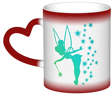 Kaffeebecher für Tinkerbell Lustiger Kaffeebecher mit personalisierter wärmeempfindlicher Tasse, Farbwechselbecher Rot