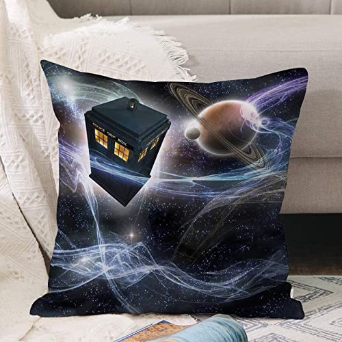 Kissenbezug 45x45 cm,Doctor Who Tardis Dans Sternenhimmel-Fantasie-Hintergrund,Outdoor Kissen Kissenbezüge Kissenhülle Sofa Kissen dekokissen Zierkissen für Wohnzimmer Garten deko draußen