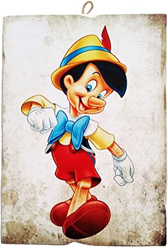 KUSTOM ART Bild im Vintage-Stil Pinocchio Druck auf Holz 10 x 15 cm