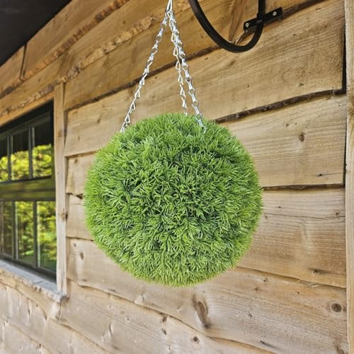 Best Artificial 28cm Moss Grass Topiary Hanging Basket Ball
