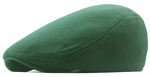 tcax Coppola Uomo Berretto da Strillone Caldo Autunno Inverno per Uomo Berretti Casual Regolabili Cappello Piatto Cappello retrò Berretti da Pittore con Visiera Solida, Verde, 56-61 Cm
