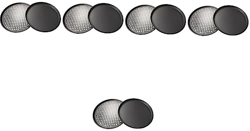 OQHAIR 5 Juegos de sartenes para Pizza, Plancha de Acero Inoxidable, sartenes Redondas para Pizza, Accesorios para Plancha, Bandeja para Servir Pizza, Bandeja para Hornear con Agujeros, b