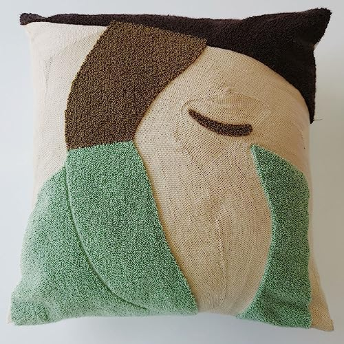LAZYBIRD Kissenbezug - 45x45 cm, abstrakte Figur, moderner Dekokissen mit Stickerei