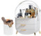 SIOOUI Makeup Organizer Box, Clear Cover Cosmetic Display Case with Two Tier Storage Box and Brush Storage Box, Skincare Organizers for Bathroom Countertop, Bedroom Vanity Desk and Travel (White)