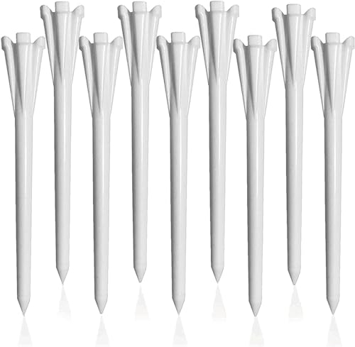 LOVMEAD Golf Tees Kunststoff Unbreakable Lange Kurze 60 Stück, Golf Tee 3 1/4 2 3/4 1 1/2 Inch Flat Stark Dauerhaft für Eisen Schüsse Reduzieren Reibung (Weiß, 83mm)