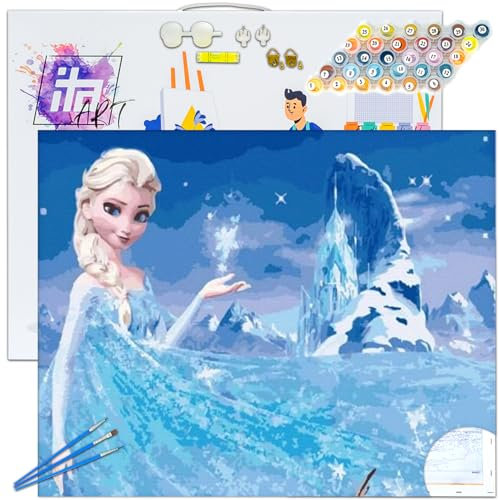 ITA Art Malen nach Zahlen Komplett Set mit Keilrahmen, Acrylfarben, Pinseln, Zubehör, Geschenkbox - DIY Gemälde Bastelset Kit mit Leinwand für Erwachsene, 40x50 cm, ELSA