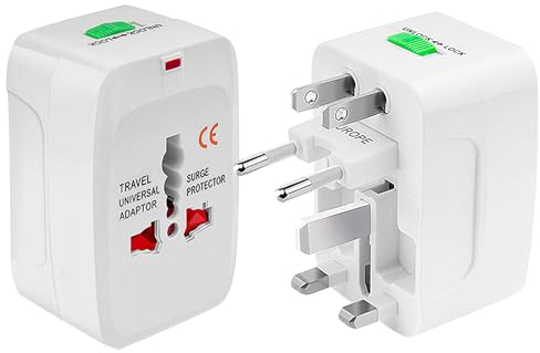 Reiseadapter Weltweit, Internationaler Steckdosenadapter,Universaladapter mit 2 USB Travel Adapter AC Steckdose Reise Stromadapter Stecker für EU DE USA AUS England Thailand Italien