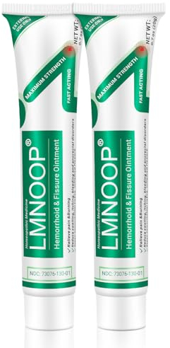 LMNOOP Hämorrhoiden- und Fissurensalbe, Behandlung mit maximaler Stärke und schnelle Linderung bei Schmerzen, Brennen, Juckreiz, Schwellungen, Blutungen, innere und äußere Hämorrhoidencreme (2-Pack)