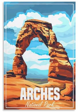 Jdheeh Poster auf Leinwand, Motiv Vintage Arches Nationalpark, Wanddekoration, Poster, 20 x 30 cm