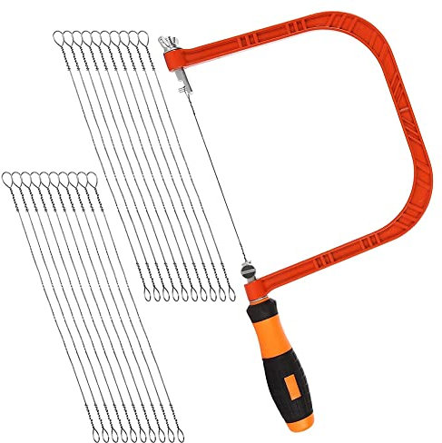 arlote 6 Inch Coping Saw Hand Saw, Fret Saw Coping Frame and Extra 20 Pcs Replacement Blades Set for Wood,Plastic, Rubber,