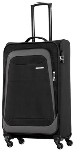 NOWI Korfu Weichschalen Trolley XL – Großer Stoff Koffer 76L mit 4 Doppelrollen & Zahlenschloss | XXL Reisekoffer für Damen & Herren (schwarz, XL)