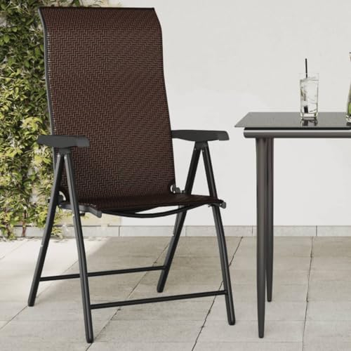 HEFZGDB Gartenstühle 8 STK. Klappbar Braun Poly Rattan Sonnenliege Gartenstühle Balkonstuhl Geeignet für Garten, Terrasse, Pool.