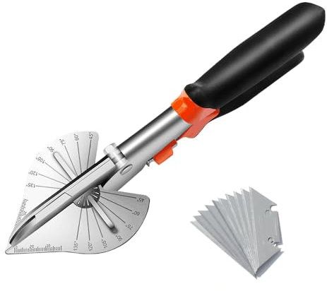 DAJASD Mitre Shears, 45-135° Multi Angle Trim Cutter, Miter Shears Cutter for Cutting PVC PPR PE Pipe, Gasket Shear, Adjustable Angular Cutting Scissors, Wire Including 10 Spare Blade