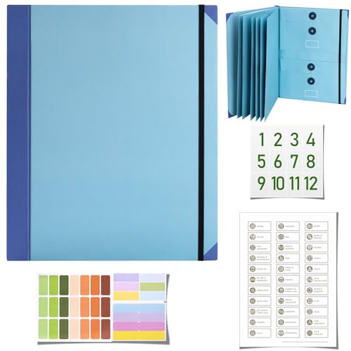 Cartellina Portadocumenti Formato A4 Documenti Organizer con Etichette Raccoglitore In Caso Mi Manchi per Casa Scuola Documenti Importanti Certificati Di Nascita (Blue)