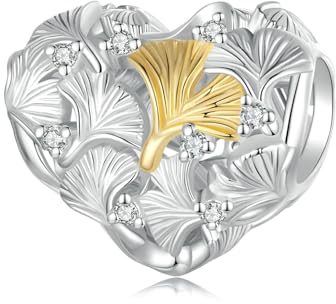 Ginkgo Blatt Charme 925 Sterling Silber Charme passt für Pandora Armband Halskette, BSC1043