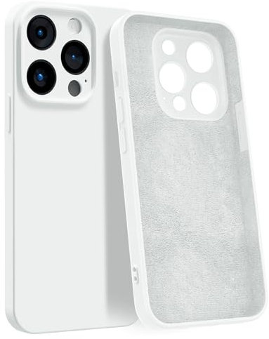 MyGadget Custodia in Silicone compatibile con iPhone 15 Pro [Quadrupla Protezione] - Case Rigido con Fodera in Microfibra - Cover Bianco