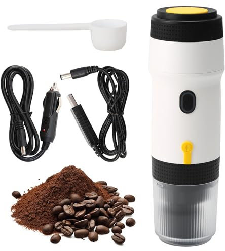 Nicoone Kaffeemaschine für Auto Espresso 12/24 V, tragbare Kaffeemaschine, Camping, kompatibel mit NES-Kapseln und DG Kapseln und gemahlenem Kaffee, für Reisen, Wandern
