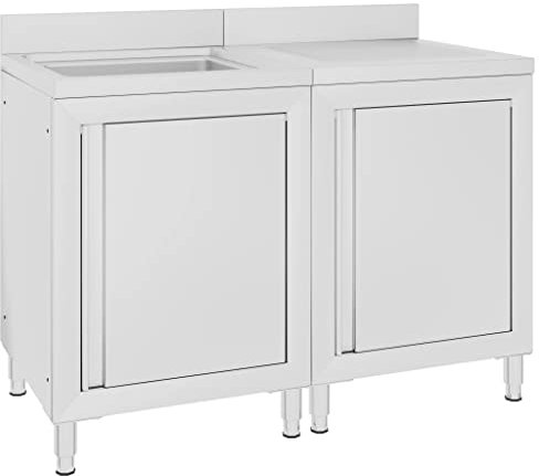 lvssiao Küchenspüle mit Unterschrank, Gastro-Spülenunterschrank Edelstahl 120x60x96 cm Spülenschrank Edelstahl Gastro Küchenschrank Arbeitsschrank Küche für Restaurants Hotels Hause Garagen