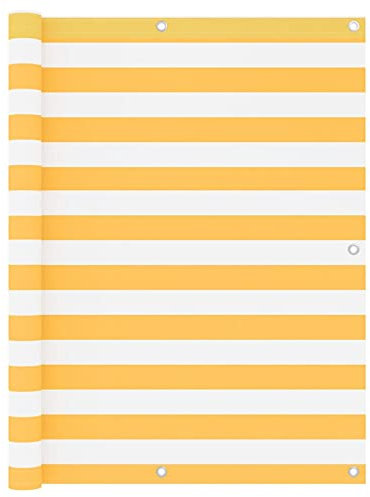 ShGaxin Balkon-Sichtschutz Weiß und Gelb 120x500 cm Oxford-Gewebe, Balkonsichtschutz, Windschutz Balkon, Windschutz Terrasse, Balkonverkleidung, Sichtschutz Garten - 134910
